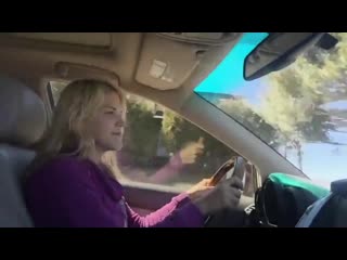 extreme blonde lets go of the wheel for her husband's cock and cum