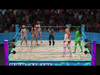 dc vs marvel beach tag match 2-wwe wrestling